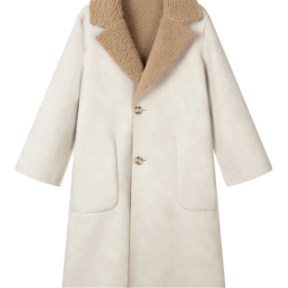 LAST CHANCE -- Petite Studio NYC Sienna Reversible Coat in Camel and Ivory BNWT - Picture 5 of 9
